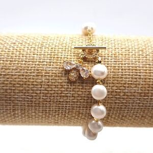 New FRESH WATER PEARL BEE CZ TOGGLE BRACELET
